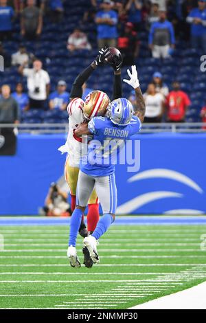 Detroit Lions' Jerry Jacobs breaks up a pass intended for Minnesota  Vikings' Adam Thielen during the first half of an NFL football game Sunday,  Dec. 11, 2022, in Detroit. (AP Photo/Paul Sancya