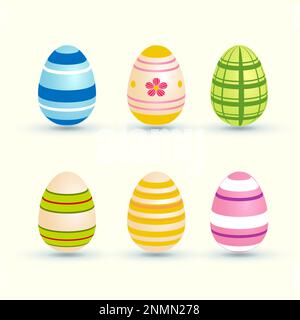 Coloring easter eggs collection, religion holiday and egg hunting Stock Vector