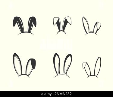 Easter bunny ears illustration collection, hand drawn ear illustration Stock Vector