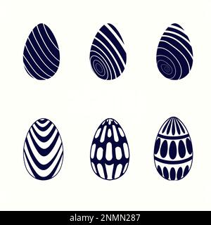 Easter egg black and white doodle illustration, easter egg icon Stock Vector