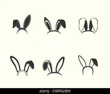 Easter bunny ears illustration collection, hand drawn ear illustration Stock Vector