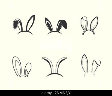 Easter bunny ears illustration collection, hand drawn ear illustration Stock Vector