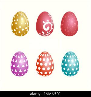 Coloring easter eggs collection, religion holiday and egg hunting Stock Vector