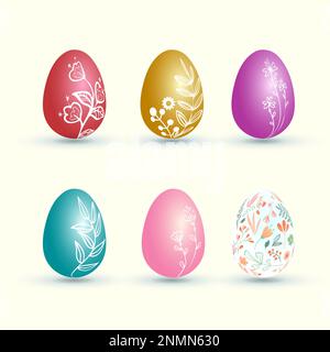 Coloring easter eggs collection, religion holiday and egg hunting Stock Vector