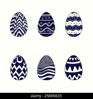 Easter egg black and white doodle illustration, easter egg icon Stock Vector