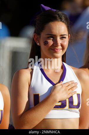 September 04, 2021 LSU Tigers cornerback Derek Stingley Jr. #7 celebrates  during the NCAA football game between the UCLA Bruins and the LSU Tigers at  the Rose Bowl in Pasadena, California. Mandatory