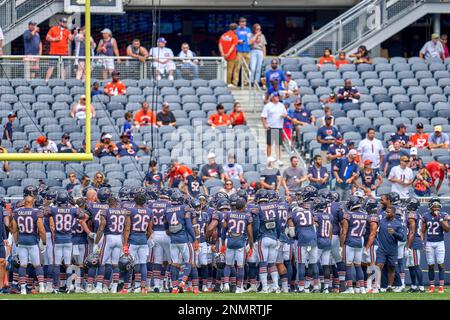 Chicago Bears players gather on the field before an NFL football game  against the Seattle Seahawks in Chicago, Sunday, Dec. 18, 2011. (AP  Photo/Kiichiro Sato Stock Photo - Alamy