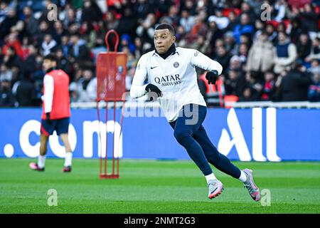 Kylian Mbappe during the public training of the Paris Saint-Germain (PSG) football team on February 24, 2023 at the Parc des Princes stadium in Paris, France. Photo by Victor Joly/ABACAPRESS.COM Stock Photo