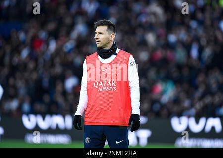 Lionel (Leo) Messi during the public training of the Paris Saint-Germain (PSG) football team on February 24, 2023 at the Parc des Princes stadium in Paris, France. Photo by Victor Joly/ABACAPRESS.COM Stock Photo
