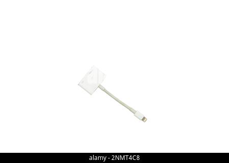 Lighting to VGA adapter for iphone or ipad devices isolated on white background Stock Photo