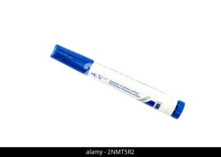 Blue marker isolated on white background Stock Photo