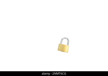 Locked golden padlock on the white background Stock Photo