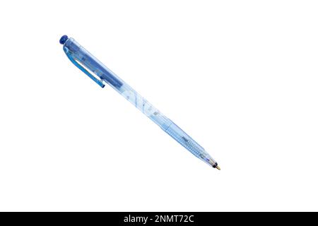 Blue ball pen isolated on white background Stock Photo
