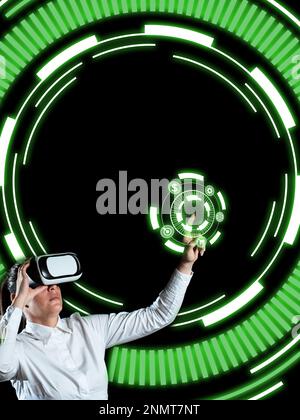 Man sitting at the table with laptop. Big white speech bubble for text overhead. Empty Dialog box on bright colored background. drawing illustration. Stock Photo