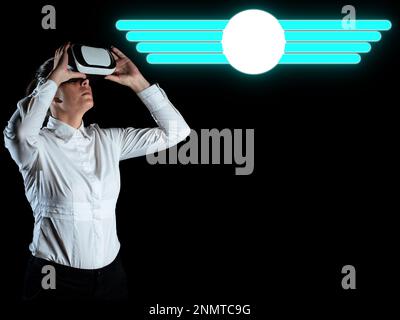 Man sitting at the table with laptop. Big white speech bubble for text overhead. Empty Dialog box on bright colored background. drawing illustration. Stock Photo