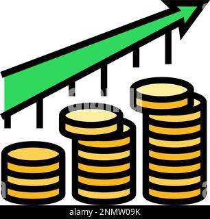 growth trend gold coin color icon vector illustration Stock Vector ...