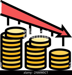 drop decline fall trend gold coin icon color illustration Stock Vector ...