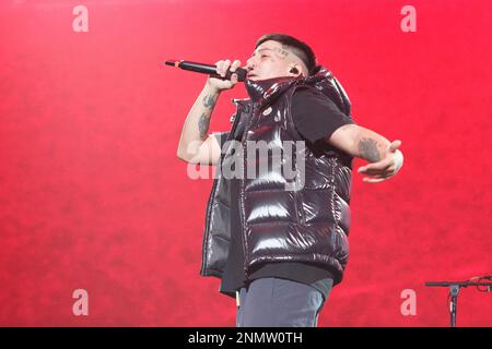 Madrid, Spain. 24th Feb, 2023. Duki performs at WiZink Center on February 24, 2023 in Madrid, Spain. (Photo by Oscar Gonzalez/NurPhoto) Credit: NurPhoto SRL/Alamy Live News Stock Photo