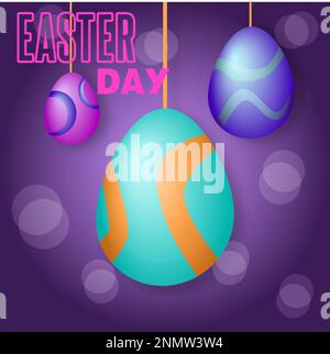 cute eggs hanging on strings to celebrate psy Stock Vector