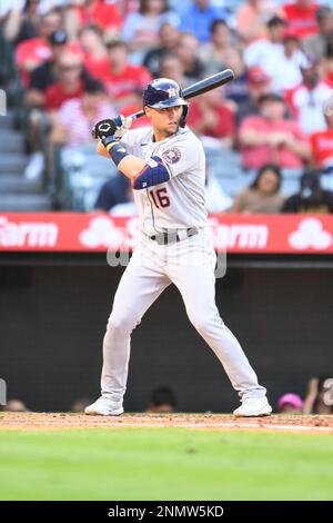 BALTIMORE, MD - August 10: Houston Astros second baseman Jose Altuve (27)  points skyward after scoring during the Houston Astros versus the Baltimore  Orioles on August 10, 2023 at Oriole Park at