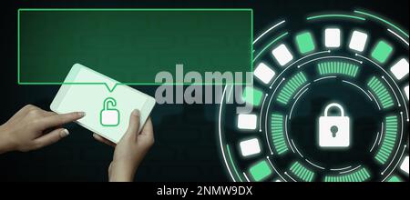 Two Hands Holding mobile phone and press on screen. Cellphone presenting New Futuristic Technologies. Palms Carrying cellphone Displaying Late Stock Photo