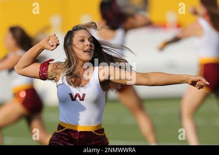 Washington Commanders punter Tress Way (5) punts the ball during an NFL  football practice at FedEx Field, Saturday, Aug. 6, 2022, in Landover, Md.  (AP Photo/Alex Brandon Stock Photo - Alamy