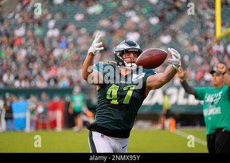 Philadelphia Eagles tight end Jack Stoll plays against the Cleveland Browns  in the first half during an NFL preseason football game in Cleveland,  Sunday, Aug. 21, 2022. (AP Photo/Ron Schwane Stock Photo 