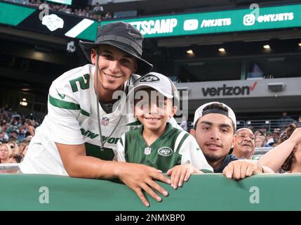 EAST RUTHERFORD, NJ - AUGUST 07: Wide Receiver Manasseh Bailey (3) is  pictured during the the New York Jets Green & White Practice on August 7,  2021 at MetLife Stadium in East