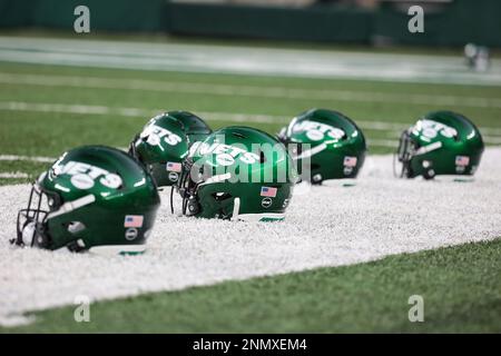 EAST RUTHERFORD, NJ - AUGUST 07: Wide Receiver Manasseh Bailey (3) is  pictured during the the New York Jets Green & White Practice on August 7,  2021 at MetLife Stadium in East