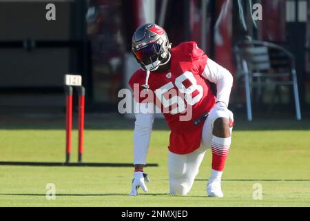 TAMPA, FL - MAY 31: Tampa Bay Buccaneers tight end Ko Kieft (41) goes thru  a drill during the Tampa Bay Buccaneers OTA Offseason Workouts on May 31,  2022 at the AdventHealth