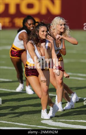 Washington Commanders punter Tress Way (5) punts the ball during an NFL  football practice at FedEx Field, Saturday, Aug. 6, 2022, in Landover, Md.  (AP Photo/Alex Brandon Stock Photo - Alamy