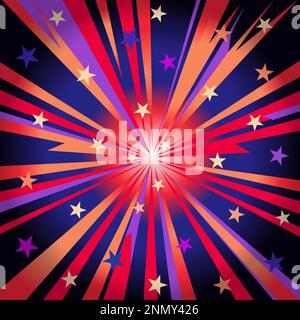 Red purple rays starburst holiday Christmas radiant background texture design template. Stock Vector