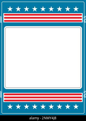 American flag symbols blue red frame border with empty space for your text. Stock Vector
