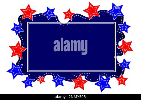 American abstract border on blue starry background with copy space for text Stock Vector