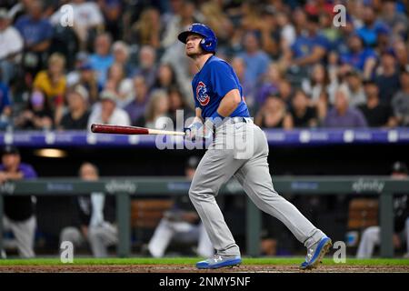 August 5 2021: Chicago Cubs center fielder Rafael Ortega ((66) gets a hit  during the game with Colorado Rockies held at Coors Field in Denver Co.  David Seelig/Cal Sport Medi(Credit Image: ©