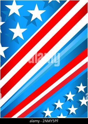 Blue red American background with stars and stripes. Stock Vector