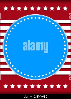 USA abstract flag symbols round frame border background with empty space for your text. Stock Vector