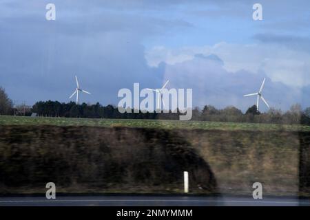 Nyborg/countryside/Denmark/24 February 2023/Danish weather rain fall and green enrgy and power eneergy of Denmark on danish country side nation wide. . (Photo.Francis Joseph Dean/Dean Pictures) Stock Photo