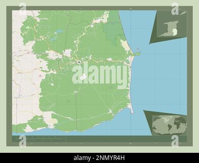 Rio Claro Mayaro, region of Trinidad and Tobago. Open Street Map. Corner auxiliary location maps Stock Photo