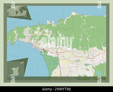 San Juan-Laventille, region of Trinidad and Tobago. Open Street Map. Corner auxiliary location maps Stock Photo