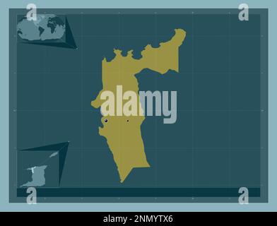 San Juan-Laventille, region of Trinidad and Tobago. Solid color shape. Locations of major cities of the region. Corner auxiliary location maps Stock Photo