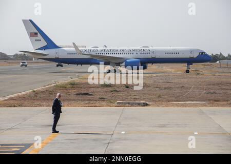 Nairobi, Kenya. 24th Feb, 2023. Executive One Foxtrot carrying the US First Lady Jill Biden and her delegation arrives at the Jomo Kenyatta International Airport (JKIA) in Nairobi. Credit: SOPA Images Limited/Alamy Live News Stock Photo