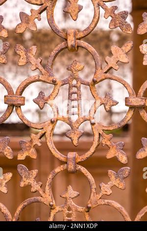 Detail of the grilles surrounding the courtyard of Scaliger Tombs, Arche Scaligere, in the historical part of Verona. Stock Photo