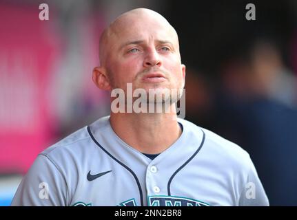 ANAHEIM, CA - JULY 16: Kyle Seager (15) is congratulated after he