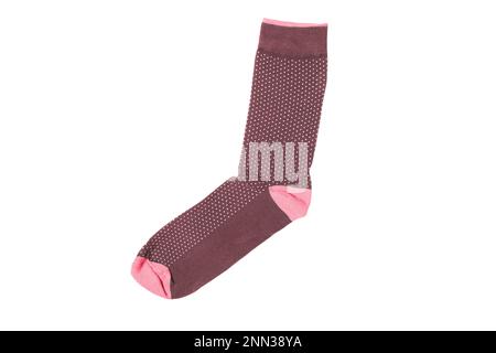 Sock with different lines isolated on white background. Colorful sock on white background. Stock Photo