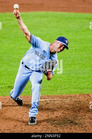 BALTIMORE, MD - JULY 07 Baltimore Orioles shortstop Ramon Urias (29) warms  up prior to the Toronto Blue Jays game versus the Baltimore Orioles on July  7, 2021 at Orioles Park at