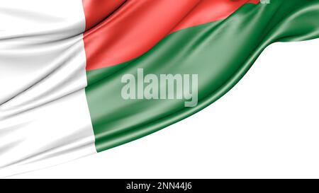 Madagascar Flag Isolated on White Background, 3D Illustration Stock Photo