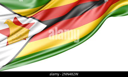 Zimbabwe Flag Isolated on White Background, 3D Illustration Stock Photo