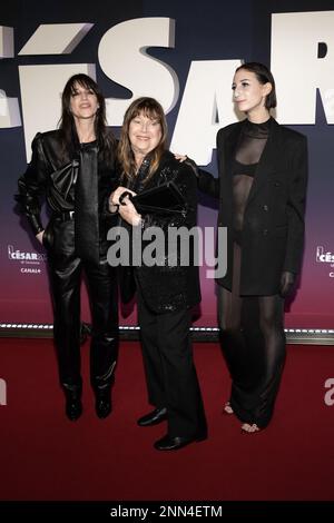 Charlotte Gainsbourg, Jane Birkin and Alice Attal arrive at the 48th Cesar Film Awards at L Olympia, on February 24, 2023 in Paris, France. Photo by David Niviere/ABACAPRESS.COM Stock Photo