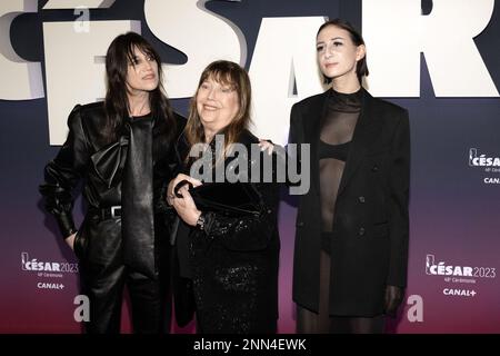 Charlotte Gainsbourg, Jane Birkin and Alice Attal arrive at the 48th Cesar Film Awards at L Olympia, on February 24, 2023 in Paris, France. Photo by David Niviere/ABACAPRESS.COM Stock Photo